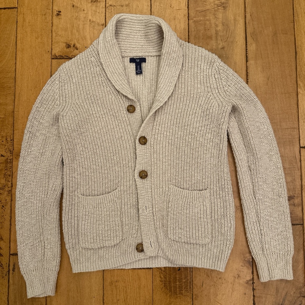 GAP Men's Beige Shawl Collar Cardigan